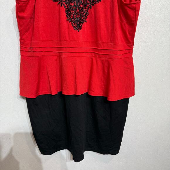 Dots Red Lace Peplum Midi Dress Sz 3X - Picture 4 of 11